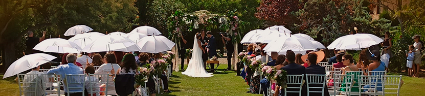 Ceremonia de una boda en un jardín al aire libre