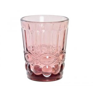 vaso grabado color rosa