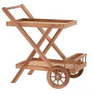 carro con ruedas mesa camarera de madera natural